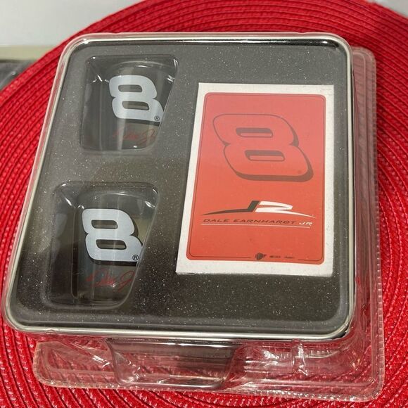 Vintage Dale Earnhardt Jr #8 Winner’s Circle Shot Glasses & Cards in tin NWT - Picture 7 of 8